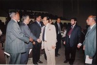 Honorable State Minister for Finance and Planning, Shah Mohammed Abul Hussain, Chief Guest of the Conference on ‘Development of Islamic Banking’, is being introduced to the dignitaries, by Executive Director of the Institute, Mr. Ahmad Shafi Maqsood.