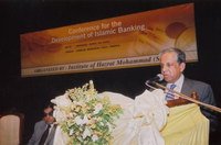 Mr. Fakhruddin Ahmed, Honorable Governor of Bangladesh Bank, giving his speech at the Conference on ‘Development of Islamic Banking’, organized by the Institute of Hazrat Mohammad (SAW), at Osmani Memorial Hall, on April 25, 2005.