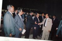 Chief guest of the seminar, State Minister for Finance and Planning, Shah Mohammed Abul Hussain with the distinguished guests and renowned bankers at the Conference for the ‘Development of Islamic Banking’ organized by the Institute of Hazrat Mohammad (SAW), at Osmani Memorial Hall on April 25, 2005.