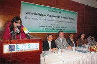 Barrister Rizwana Yusuf, Director Administration of the Institute, presenting her key note paper at the seminar on ‘Inter-Religious Cooperation in Peace Making’, jointly organized by the Embassy of the Republic of Italy and the Institute of Hazrat Mohammad (SAW).   