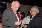 H. E. Dr. Stefan Frowein, Head of Delegation, Commission of European Communities, with Dr. Monowar Hossain, Head of Economics Division of the Institute, at the ‘All Religion Conference for Global Peace’, organized by the Institute, to share its solidarity with the observance of International Peace day and to reiterate its unstinted support of the UN Charter on Human Rights.