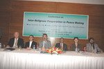 (From left)H. E. Dr. Stefan Frowein, Ambassador and Head of the Delegation of the European Commission, H. E. Mr. Paul Tschang In-Num, Ambassador of Holy See, H. E. Mr. Pietro Ballero, Ambassador, the Republic of Italy, Lt. General (Retd) M Nooruddin Khan, President of the Institute, Ms.Renata Dessallien, UN Resident Coordinator and Mr. Ahmad Shafi Maqsood, Executive Director of the Institute at conference on ‘Inter-Religious Cooperation in Peace Making’, jointly organized by The Embassy of the Republic of Italy and the Institute of Hazrat Mohammad (SAW). 